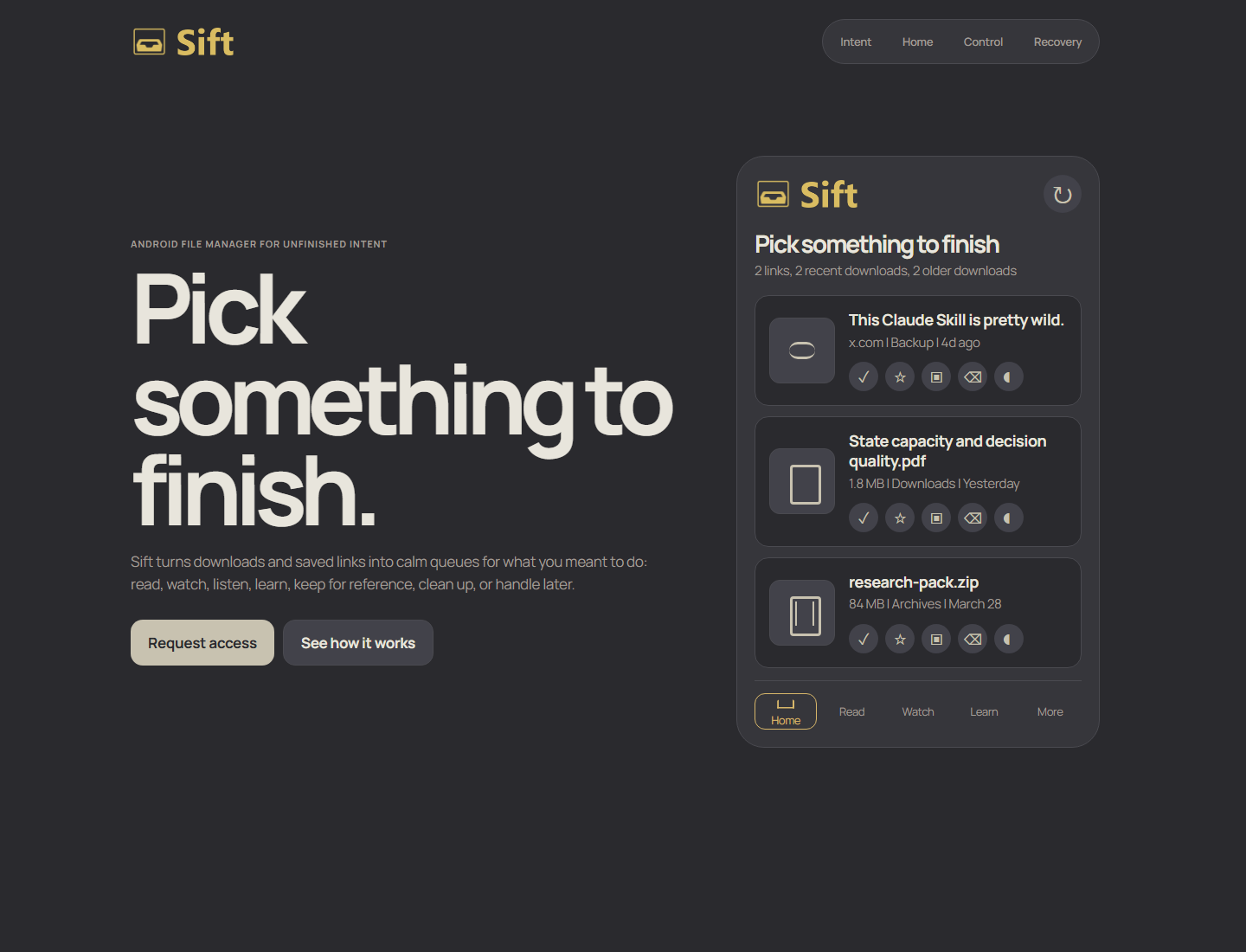 Sift website preview